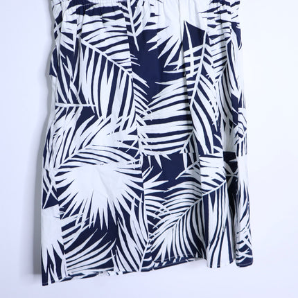 MILLY Maxwell Palm Print Poplin Mini Dress NWT Navy Short Sleeve Women's 6