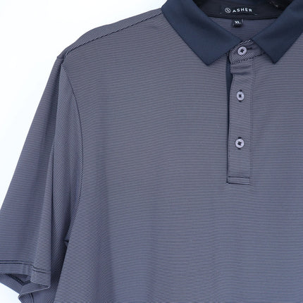 Asher Jib Stripe Golf Polo Shirt Onyx Short Sleeve Performance Active Men's XL