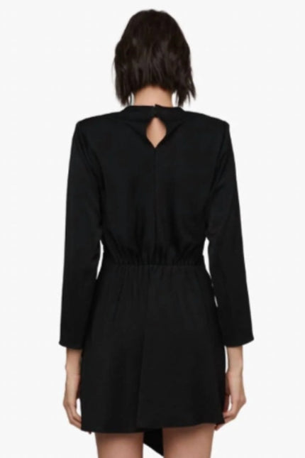A.L.C Kay Mini Dress Black NWT Asymmetrical Skirt Long Sleeve Women's 4