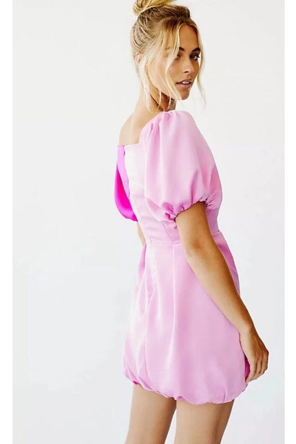 ATOIR Lost To The Night Dress Pink Fuchsia Mini Balloon Hem Puff Sleeve Womens 4