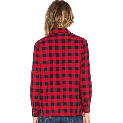 Current/Elliott Plaid Sherpa Jacket Red Black Buffalo Check Women's 1/US 4