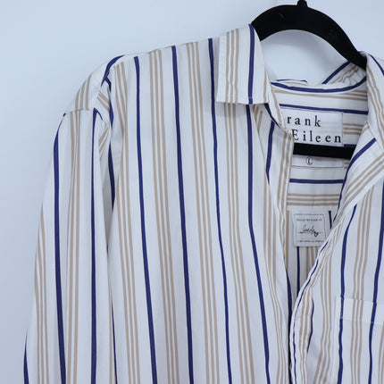 Frank & Eileen Joedy Boyfriend Shirt White Multi Stripe Button Up Women's L