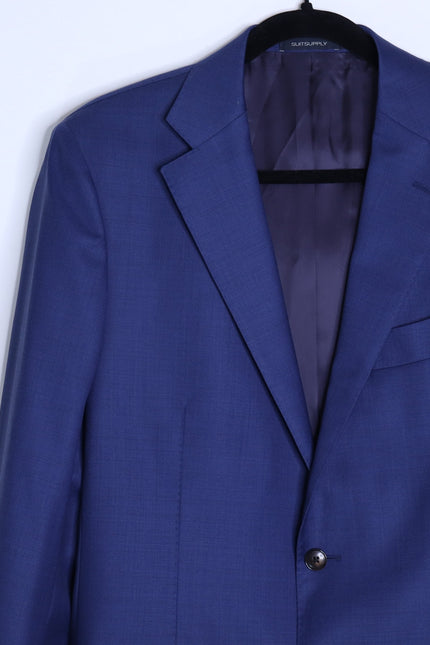 SUITSUPPLY Lazio Slim Sport Coat Mid Blue Wool Single Breasted Men's 50/US 40