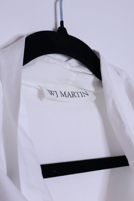 WJ MARTIN Boxy Hi-Lo Blouse White Cowl Neck Short Sleeve Women's 44/US 8