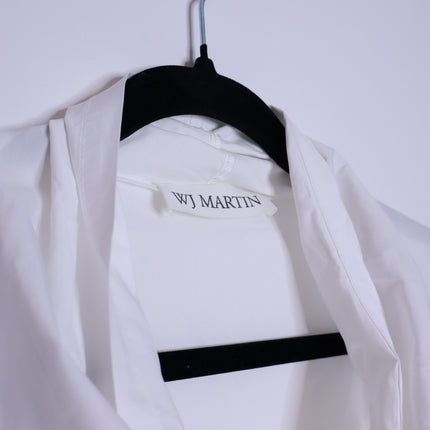 WJ MARTIN Boxy Hi-Lo Blouse White Cowl Neck Short Sleeve Women's 44/US 8