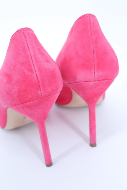 MANOLO BLAHNIK BB Suede Pumps Pink 95 Pointed Toe High Heel Luxury Women's 38