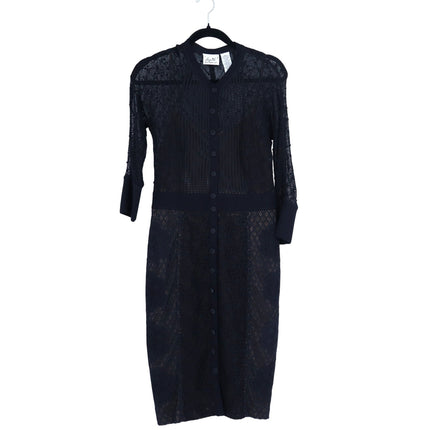 BEGUILE BY BYRON LARS Mona Lace Dress Black Sheath Long Sleeve Women's 6