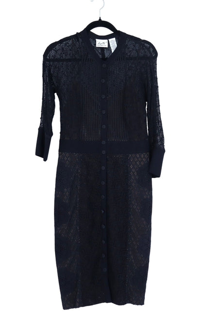 BEGUILE BY BYRON LARS Mona Lace Dress Black Sheath Long Sleeve Women's 6