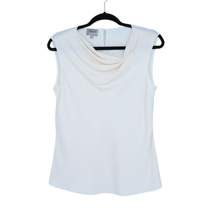 ARMANI COLLEZIONI Silk Draped Neck Blouse Ivory Sleeveless Cowlneck Women's 4