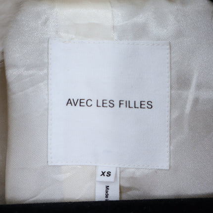 Avec Les Filles Faux Fur Cable Knit Jacket Beige Button Up Collared Women's XS