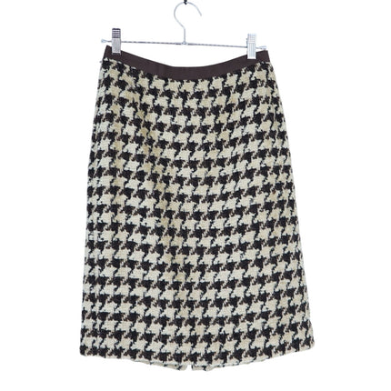 Oscar De La Renta VTG Houndstooth Knee Length Skirt Brown and Cream Women's 6
