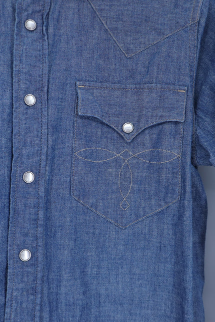 RALPH LAUREN RRL Buffalo Denim Western Shirt Blue Collared Long Sleeve Women's 4