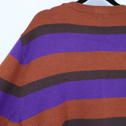 Daydreamer Sahara Stripe Pullover Sweater Purple Brown Long Sleeve Women's M