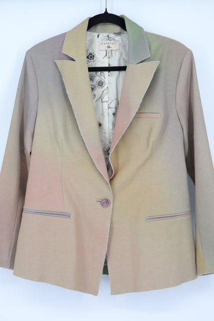 COTELAC Daphne Linen Jacket Rainbow Single Breasted Blazer Women's 1/US 6