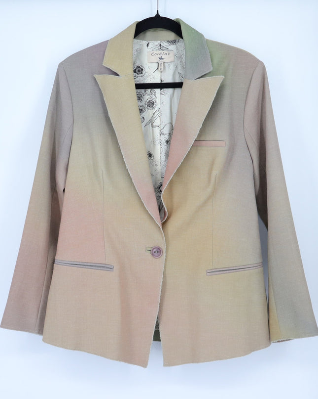 COTELAC Daphne Linen Jacket Rainbow Single Breasted Blazer Women's 1/US 6