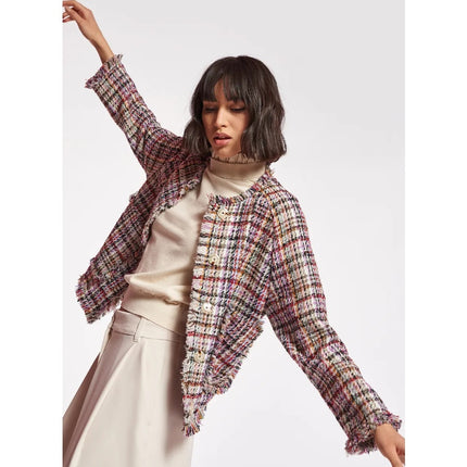 ESSENTIEL ANTWERP Colorful Tweed Cardigan Off-White Red Black Women's 32/US 2