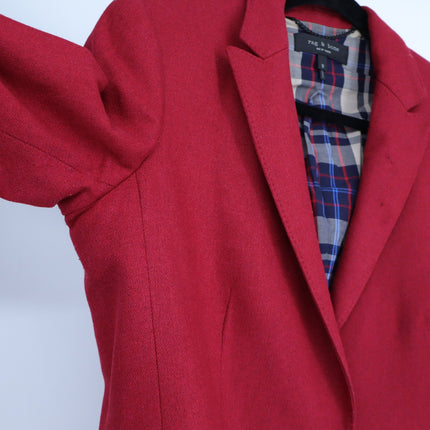 Rag & Bone Lexington Blazer Red Melange Wool Blend Long Sleeve Women's 8