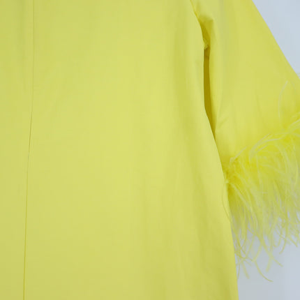 TUCKERNUCK Feather Jamie Dress Citron Yellow NWT Midi 3/4 Sleeve Women's M