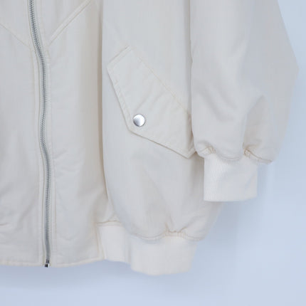 By Anthropologie Oversized Bomber Jacket Off White Zip Up Lightweight Women's XS