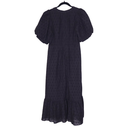 DIANE VON FURSTENBERG Polina Cotton Dress Black Eyelet Puff Sleeve Women's 6