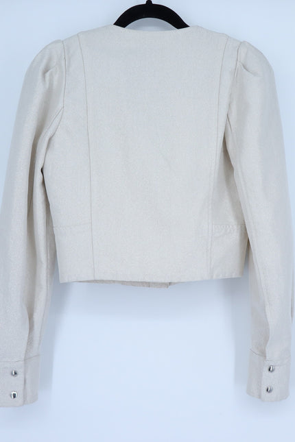 IRO Vema Denim Jacket NWT Ecru Silver Lurex Long Sleeve Women's 36/US 4