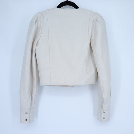 IRO Vema Denim Jacket NWT Ecru Silver Lurex Long Sleeve Women's 36/US 4