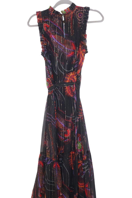MARIE OLIVER Alice Maxi Dress High Neck Sleeveless Silk Lurex Black Women's S