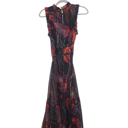 MARIE OLIVER Alice Maxi Dress High Neck Sleeveless Silk Lurex Black Women's S