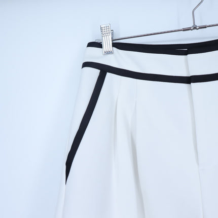 Alice + Olivia Esta Pleated Short White High Rise Contrast Trim Casual Women's 4