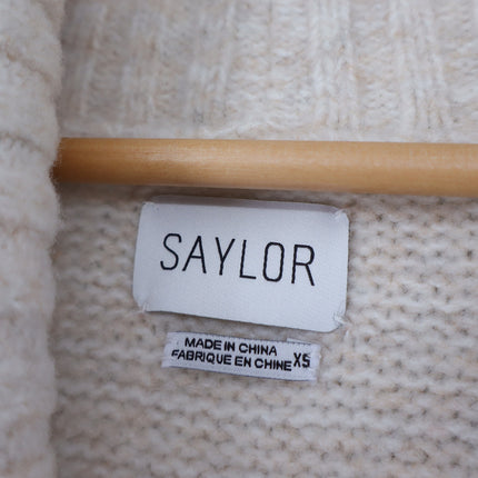 Saylor Vanisha Belted Sweater Cardigan Oatmeal Cabin Print Women's XS