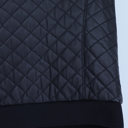 Worth New York Quilted Faux Leather Vest Black Full Zip Collared Women's XSP