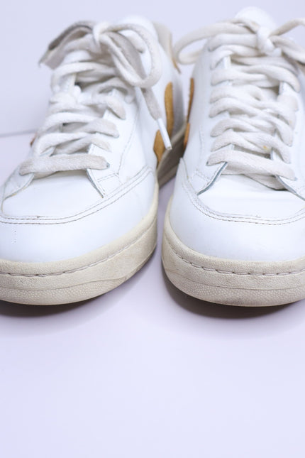 VEJA V 12 Low Top Leather Sneakers White Camel Lace Up Casual Women's 6