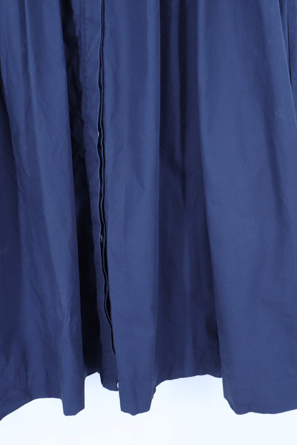 BURU Button Maxi Shirt Dress Navy Blue 3/4 Sleeve A-Line Lagenlook Women's L