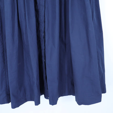 BURU Button Maxi Shirt Dress Navy Blue 3/4 Sleeve A-Line Lagenlook Women's L