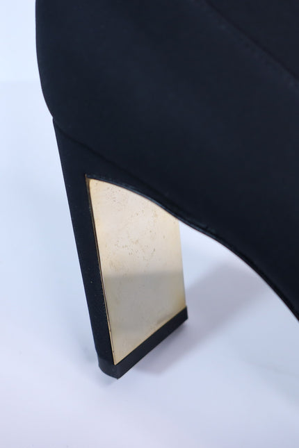 MARION PARKE Malone Heeled Boot Black Thigh High Stretch Crepe Women's 36/US 6