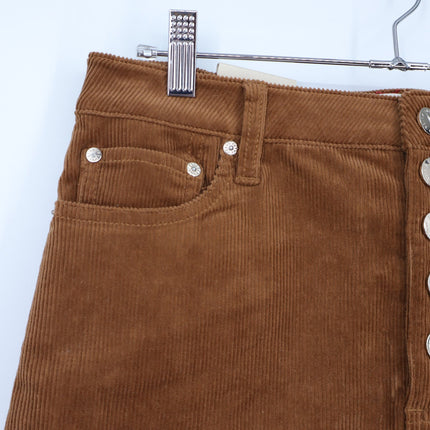 Alice + Olivia Joss Corduroy Mini Skirt Brown NWT Button Fly Women's 26