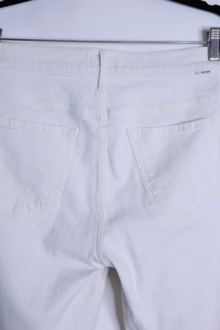 MOTHER The Insider Crop Step Fray Jeans Whipping The Racer White Women's 29