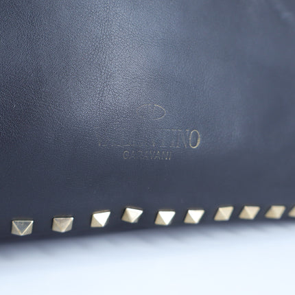 Valentino Garavani Rockstud Shoulder Bag Black Leather Turn Lock Purse
