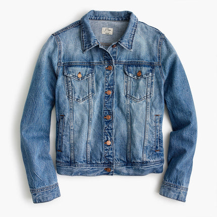 J. Crew Classic Denim Jacket Blue Medium Wash Long Sleeve Women's XXS