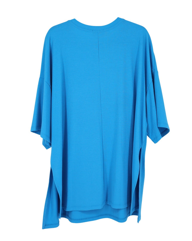 Dressed in Lala Malone Ribbed Oversize T-Shirt Maui Blue NWT Oversized Women's M