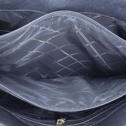 Michael Kors Jet Set Pocket Tote Bag Black Saffiano Leather Shoulder Purse