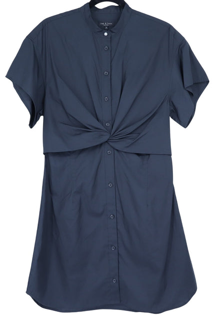 RAG & BONE Gretchen Twisted Mini Shirt Dress Black Short Sleeve Women's 8