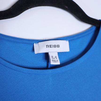 REISS Rosie Long Sleeve Maxi Dress Blue Side Ruching Women's 8
