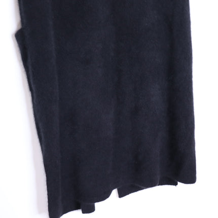 C.T.PLAGE Long Knit Racoon Wool Cardigan Black Knee Length Women's 40/US 8