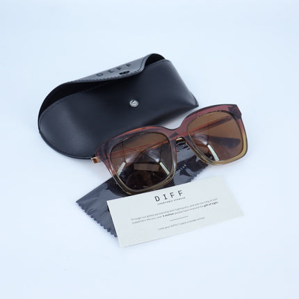 DIFF Bella Square Eye Sunglasses Taupe Ombre Crystal Brown Oversized Women's