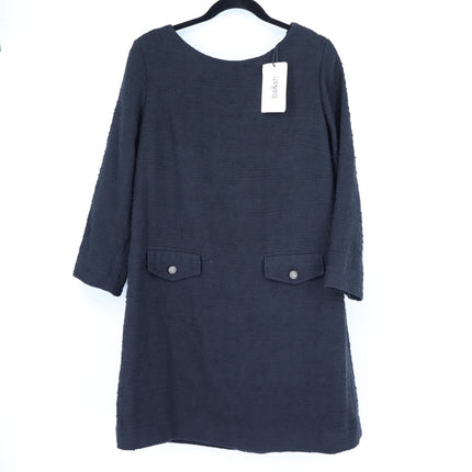 BA&SH Auxane Dress Black NWT Tweed Long Sleeve Button Back Mini Women's 4/US XL