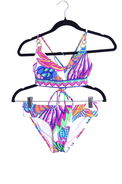TRINA TURK Paradise Plume 2pc Bralette Top and Shirred Hipster Bikini Women's S