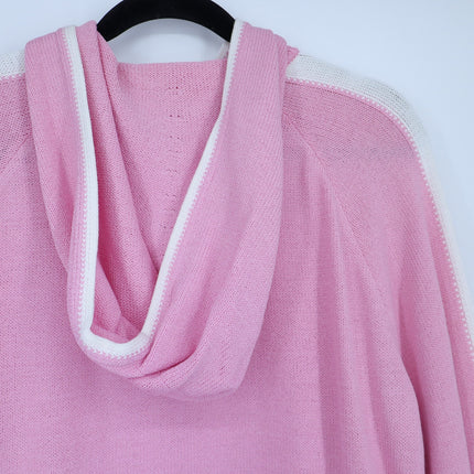 ST. JOHN SPORT Hooded Zip Up Sweater Santana Knit Track Suit Pink Women's L