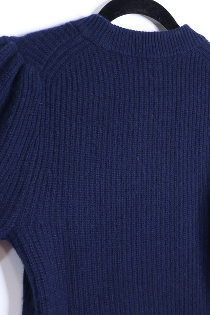 J. CREW 100% Cashmere Puff Sleeve Sweater Navy Blue Mock Neck Women's XS