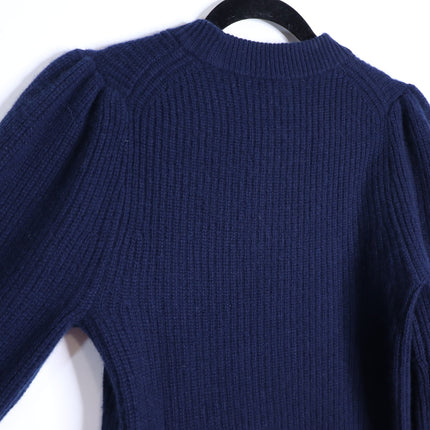 J. CREW 100% Cashmere Puff Sleeve Sweater Navy Blue Mock Neck Women's XS